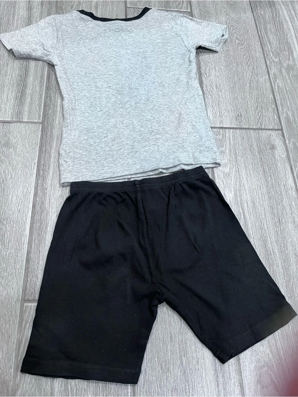 Gray & Black Kids Construction PJ Tee and Shorts Set with Yellow Crane Graphic